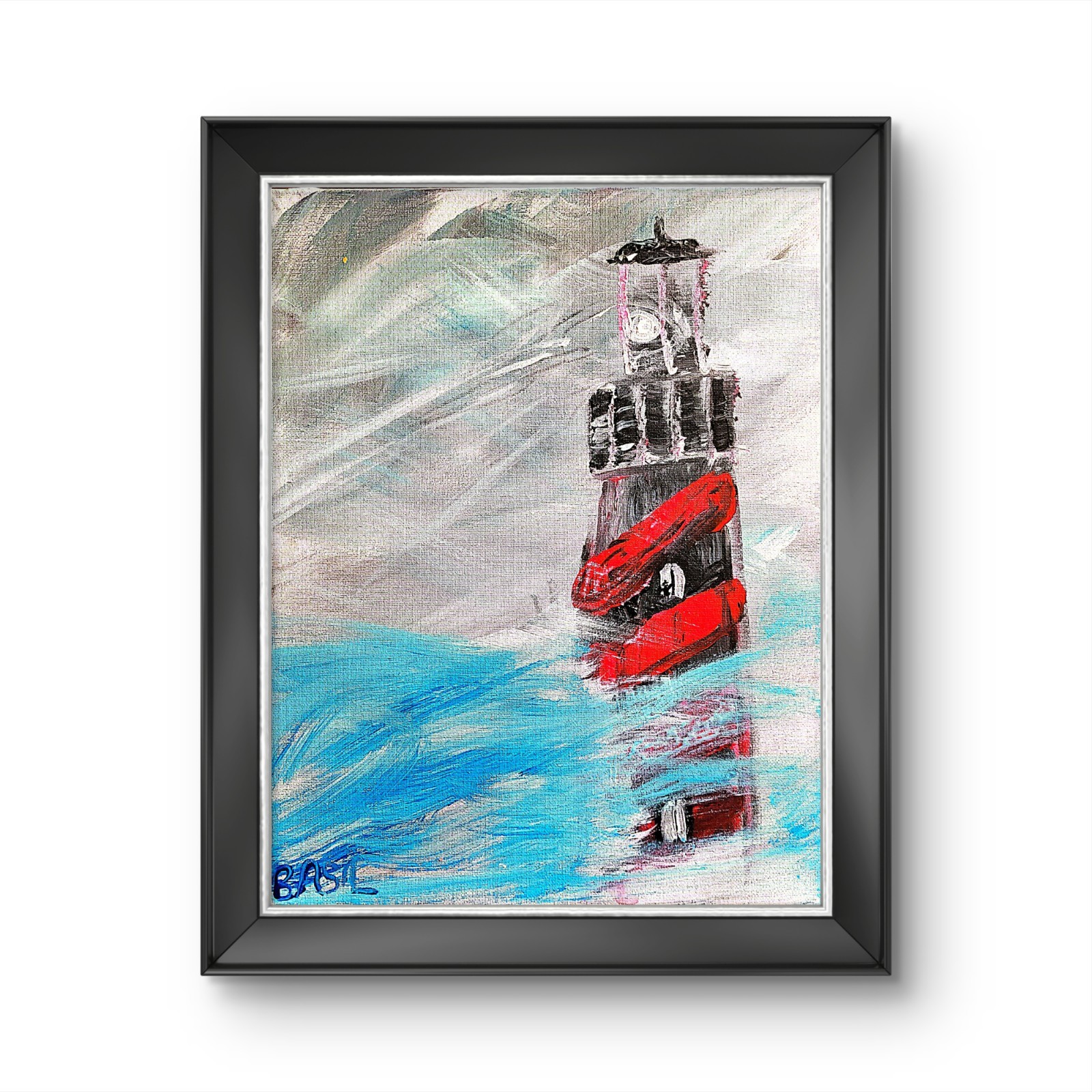 Lighthouse Colorful Neo Expressionist Original Wall Art Canvas 11×14