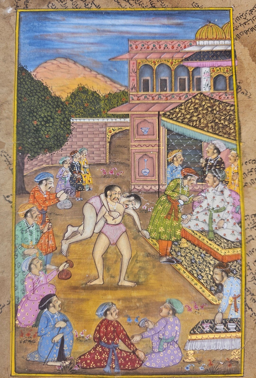Painting Mughal Akhara Handmade Old Wasli Paper Art Indian Miniature Painting