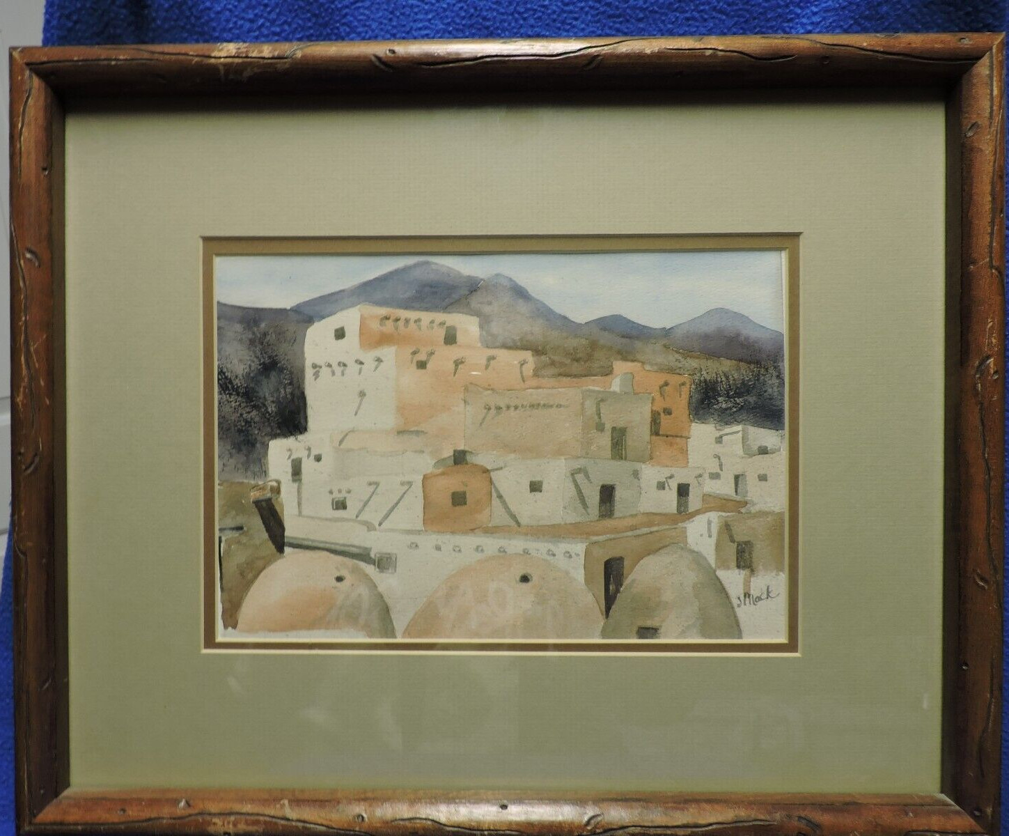 Watercolor Painting of Adobe Buildings By S Mack