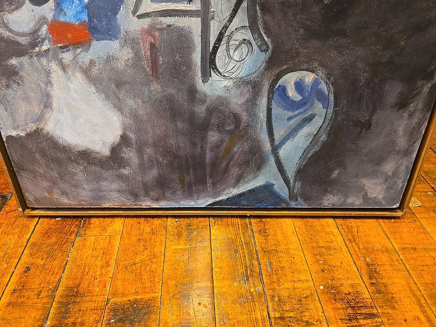 MCM Abstract Expressionist Oil On Masonite Signed Cohen 1950 Framed 29×39
