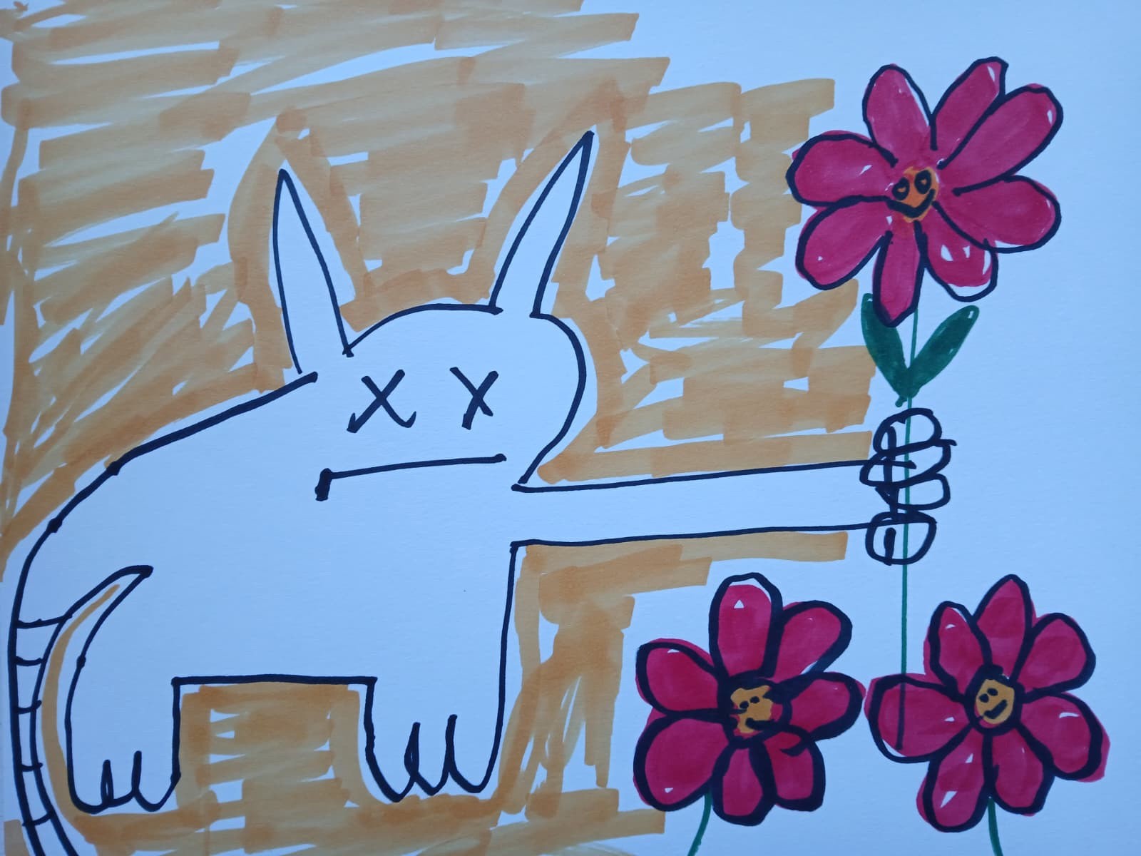 Abstract Expressionism Krazy Kitty 9 x 12 Colorful Painting Modern Street Art