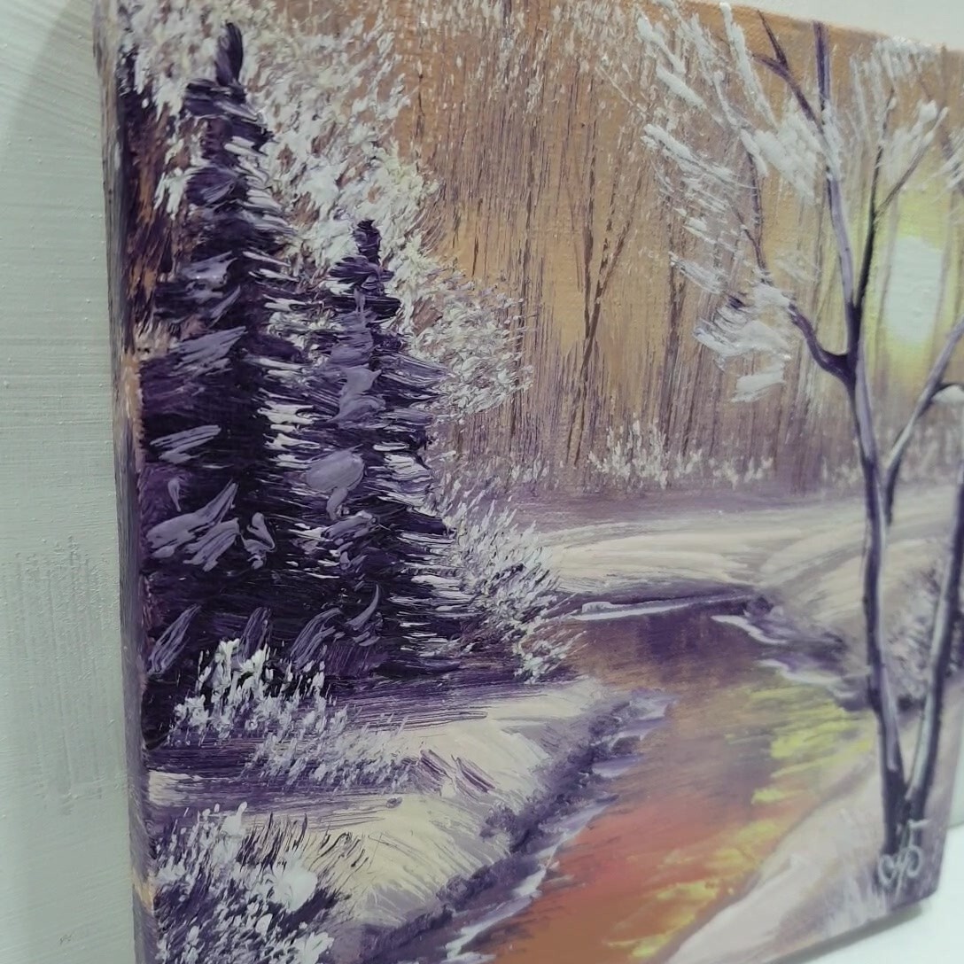 Gift Original Winter Painting Hand Painted Wall Art Home Decor Ukrainian Artist