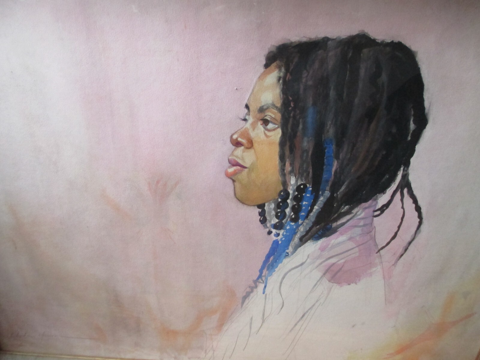 Rhoda Yanow National Exhibit Label Original Signed Watercolor African American
