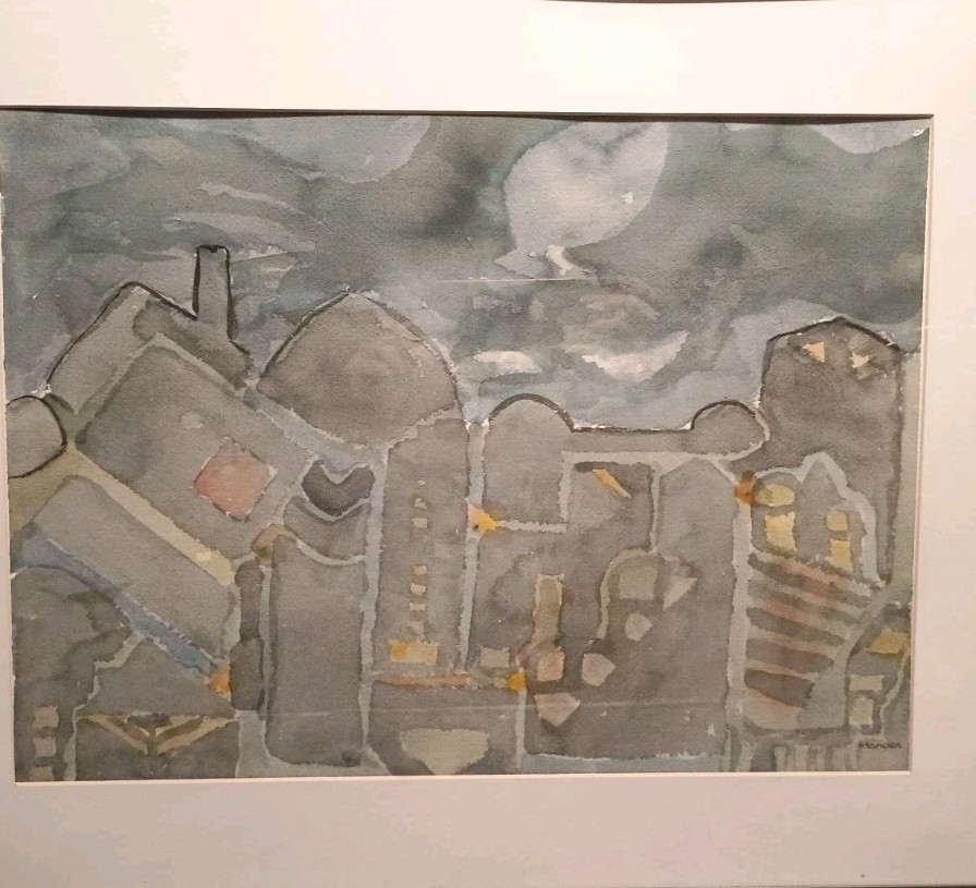 «Blackout» Framed/Matted/Signed Original Watercolor Landscape Herbert Mander