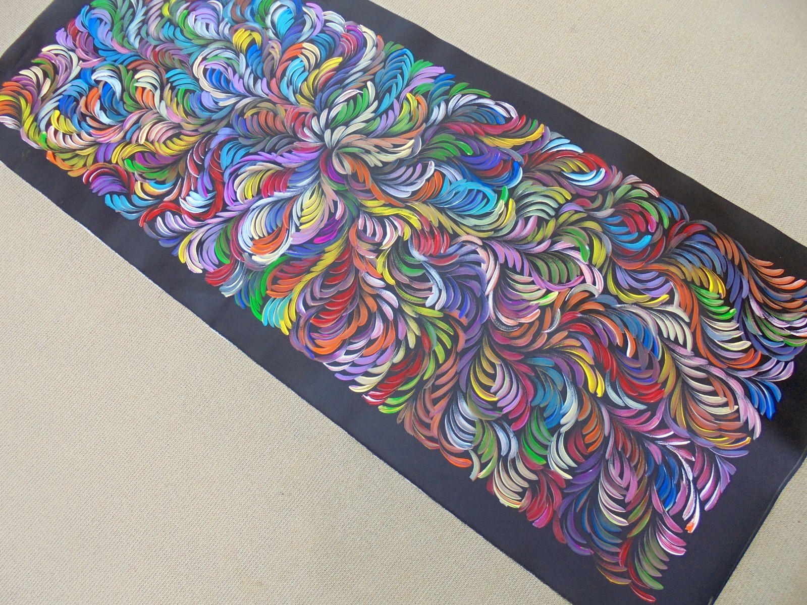 SELINA NUMINA 135 x 57 cm Original Aboriginal Painting. Bush Medicine Leaves