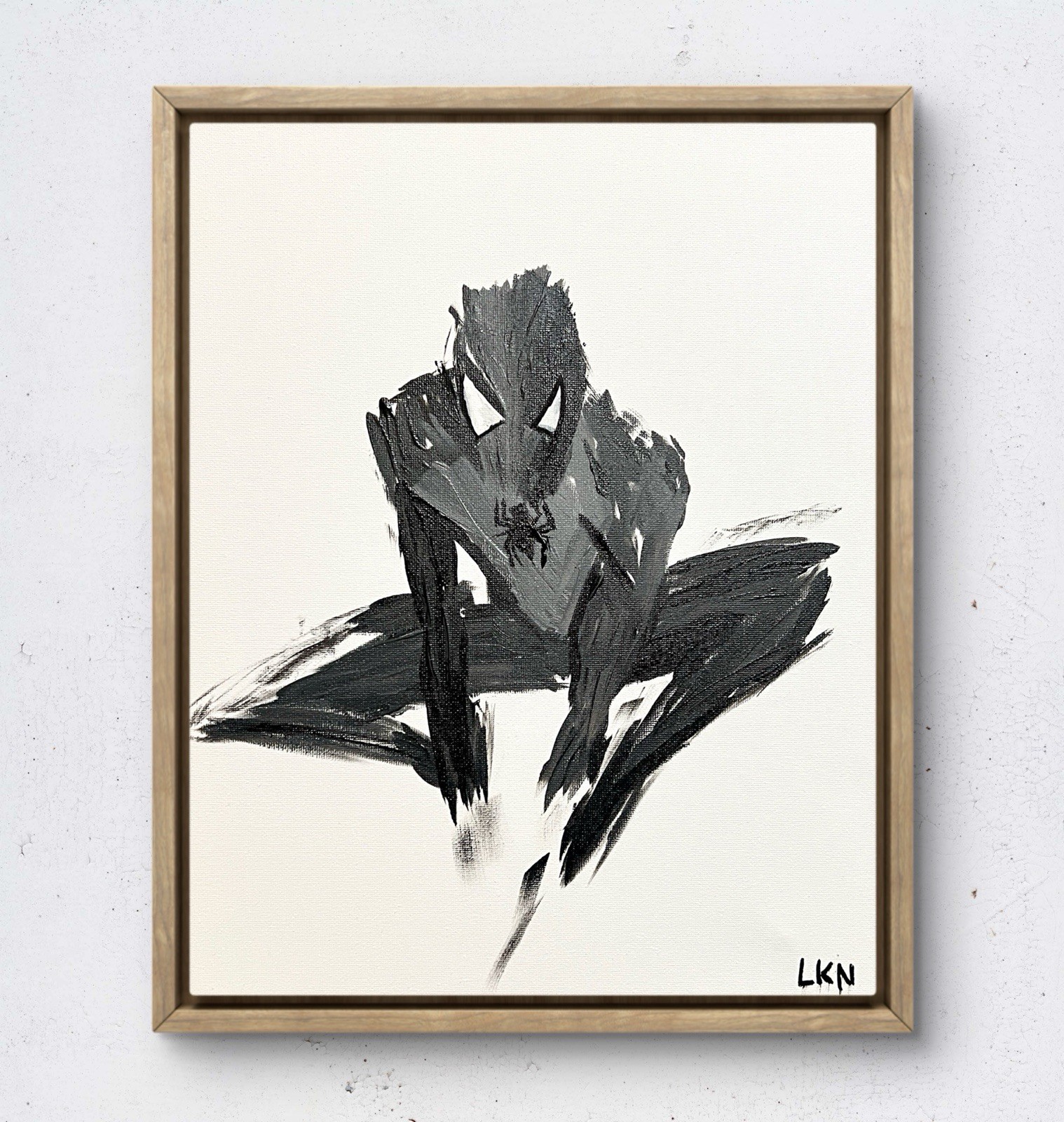 Laeknapes Original Painting 14X11 Spider-Man Monochrome Marvel Superhero Art