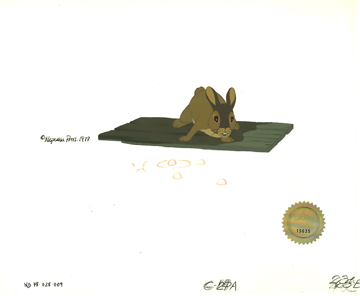Watership Down 1978 Production Animation Cel Blackberry LJE Seal and COA 028-9