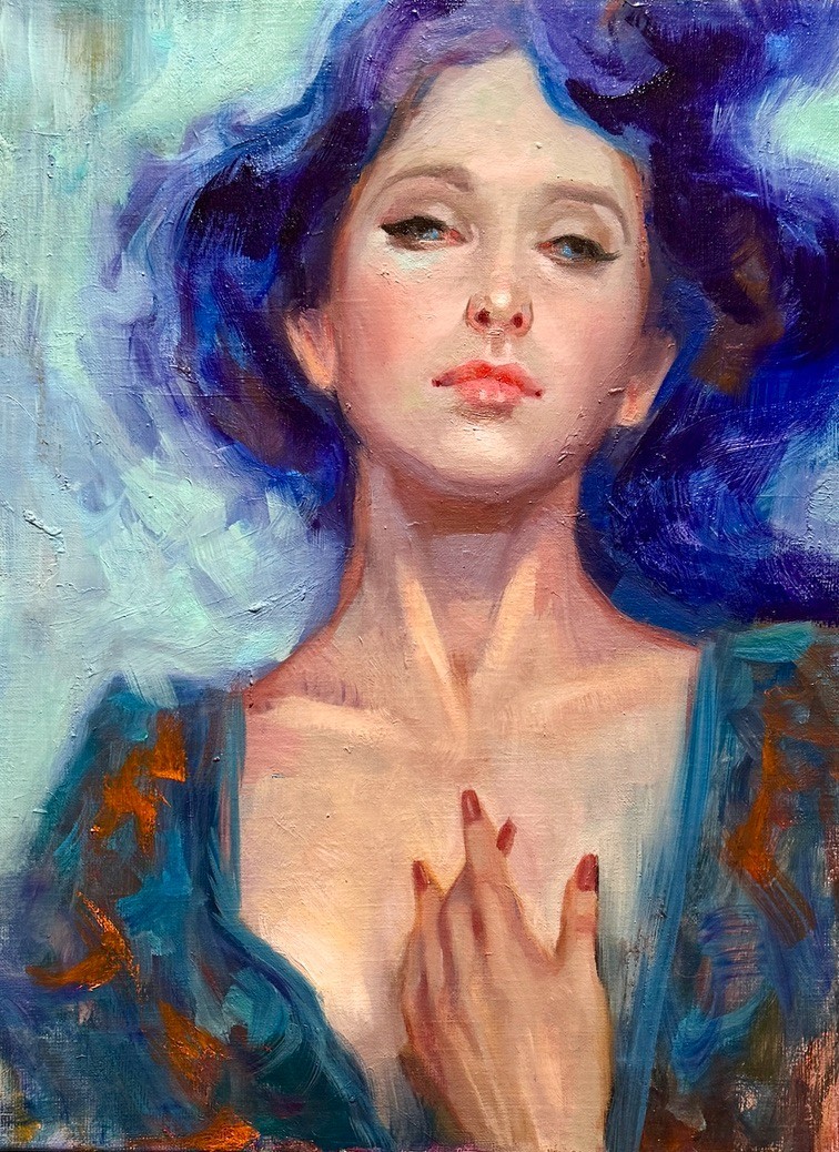 Fantasy Girl Whimsical oil painting original Art figurative