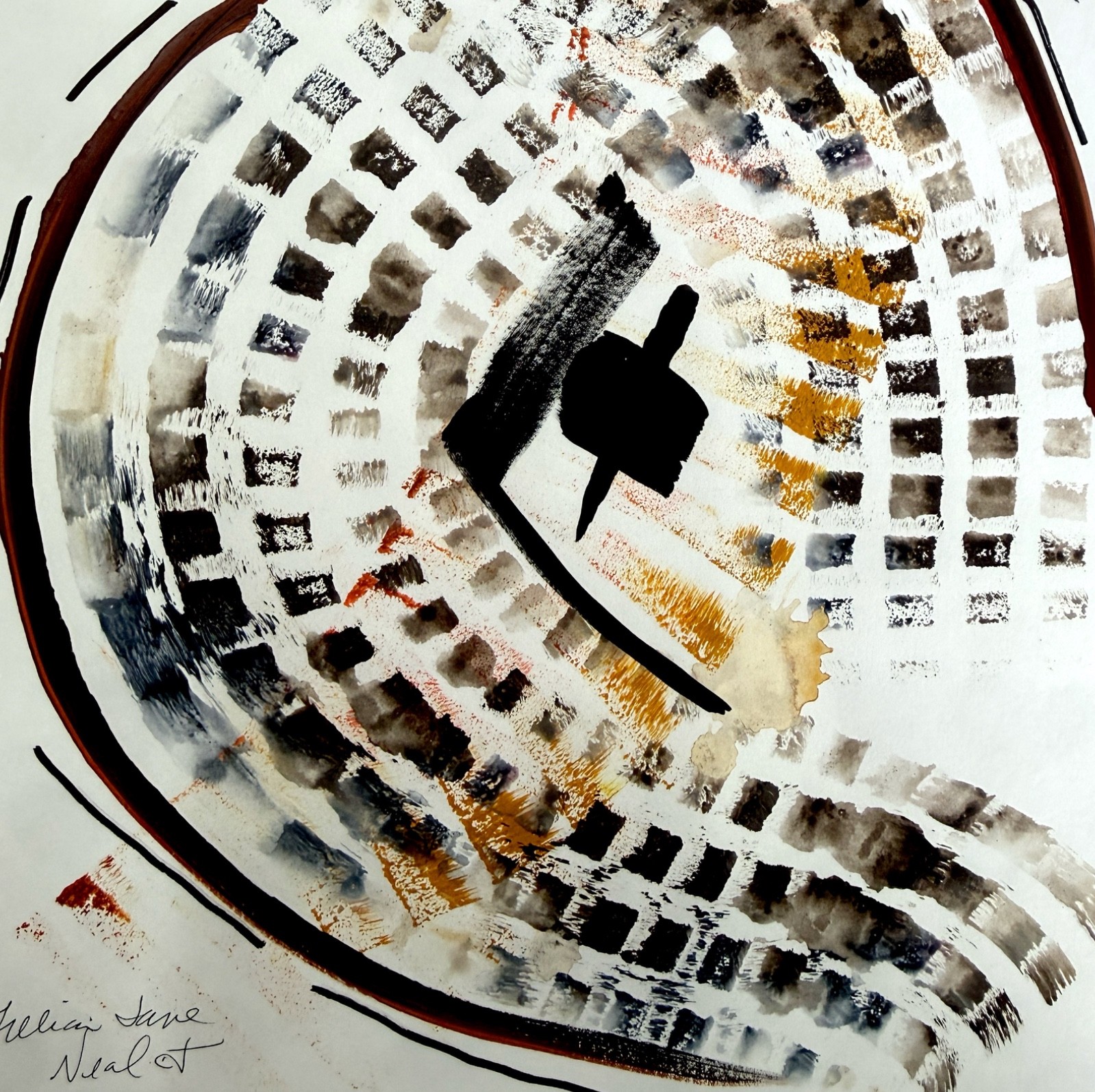 Neal 9″x12 Modern Acrylic Abstract Paper Art