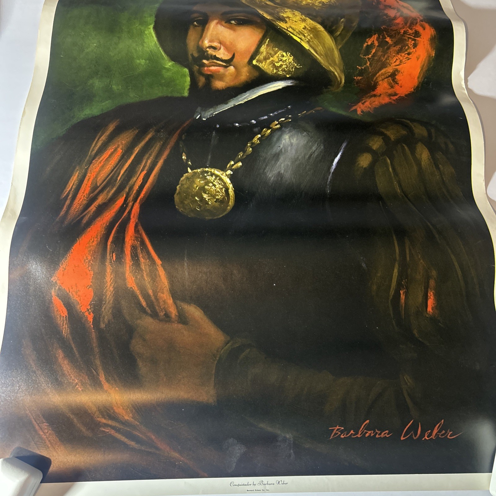 Large Barbara Weber Vintage 1960s Conquistador Signed Print Lithograph Vintage