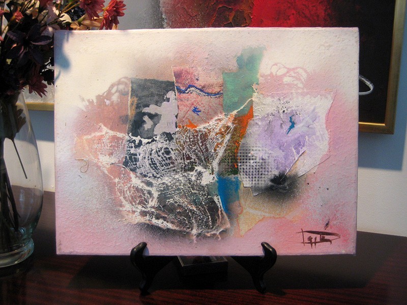 Laszlo Dus «Untitled composting» Mixed Media Acrylic painting on Canvas – 1991