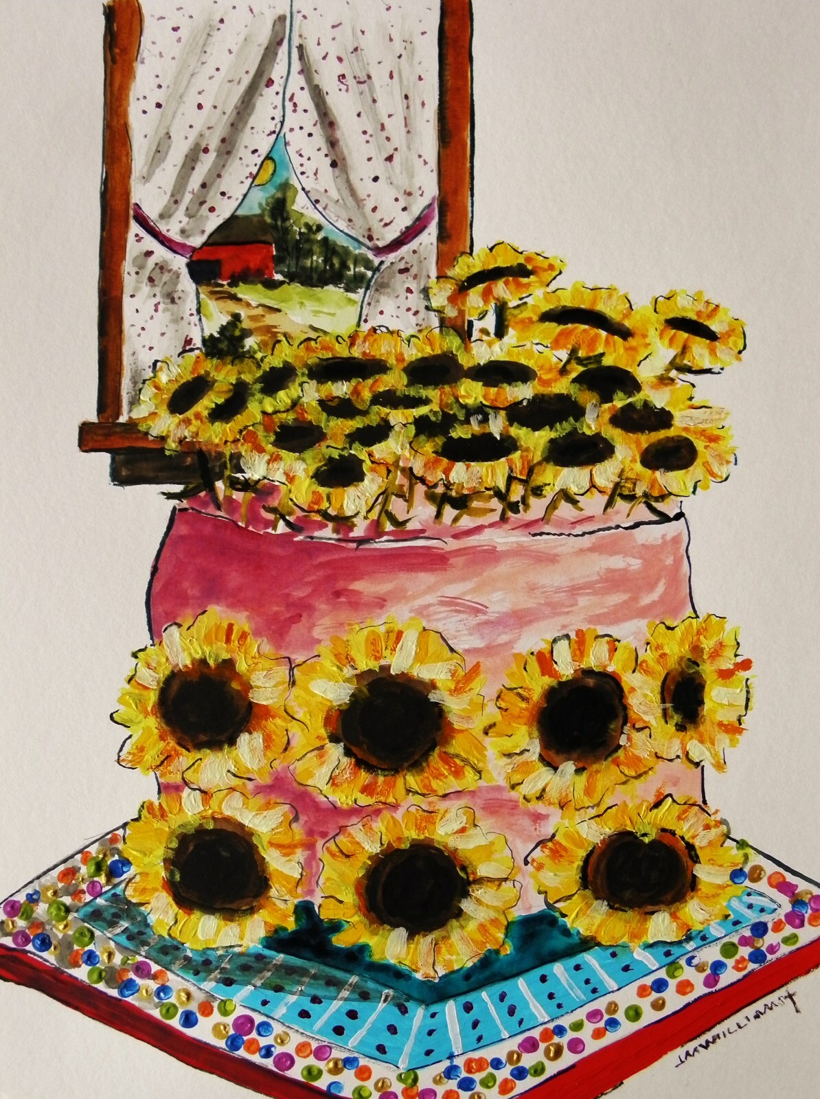 Original Bakery Sketch Cake Food Watercolor Impressionism