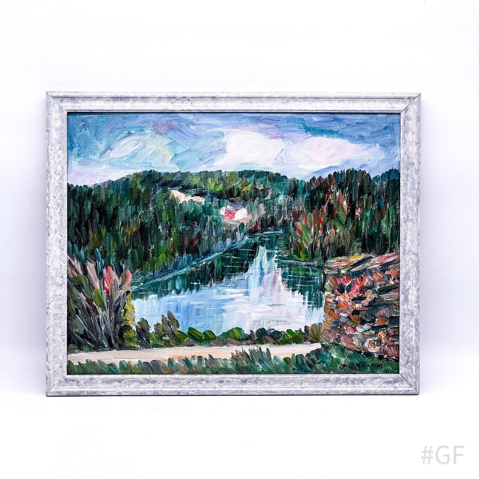 Vintage Ölgemälde gerahmt, mit Bilderrahmen signiert R. Martin | 43x53cm