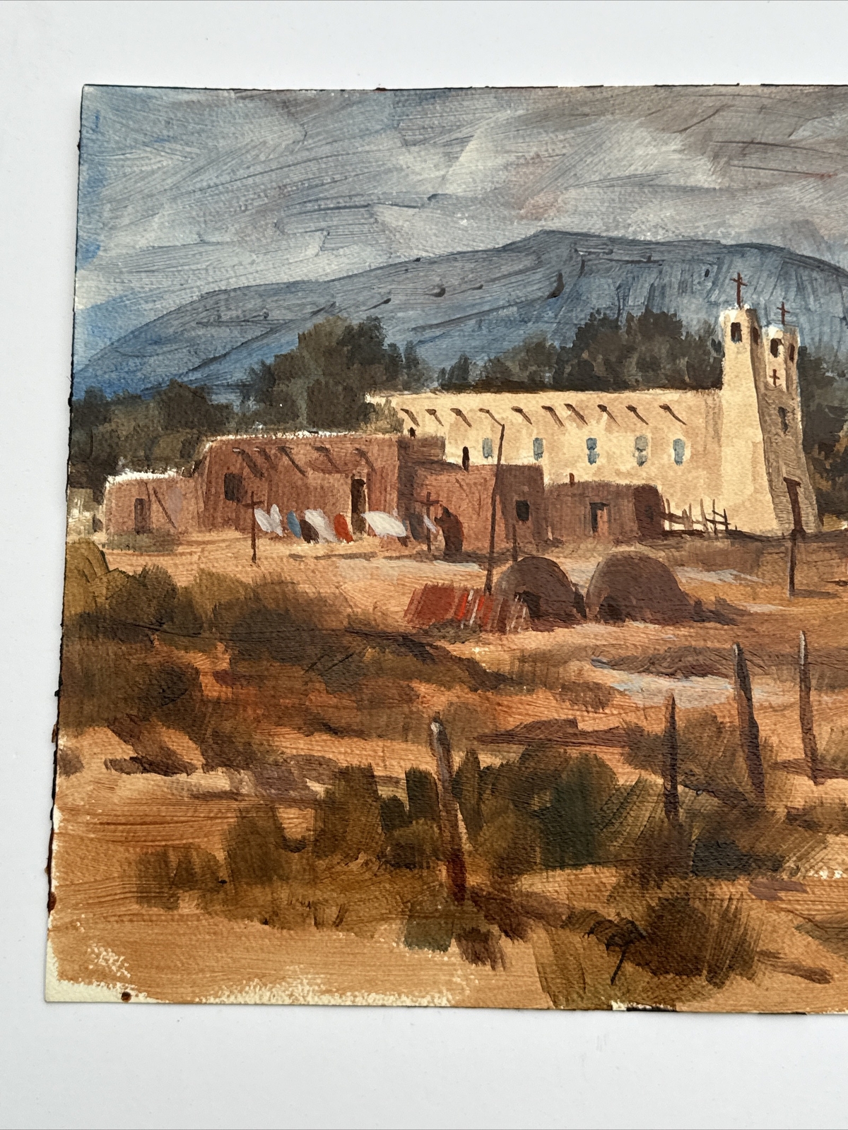 DON BRACKETT PAINTING NEW MEXICO INDIAN HOMES LANDSCAPE LISTED FAMOUS VINTAGE