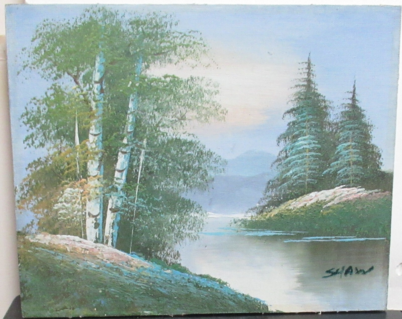 SHAW SMALL RIVER LANDSCAPE OIL ON BOARD PAINTING