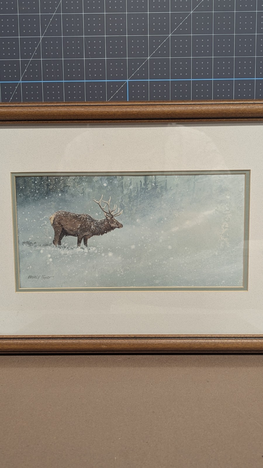 Original Beverly Frost Watercolor Painting, Elk in Snow (1980s)