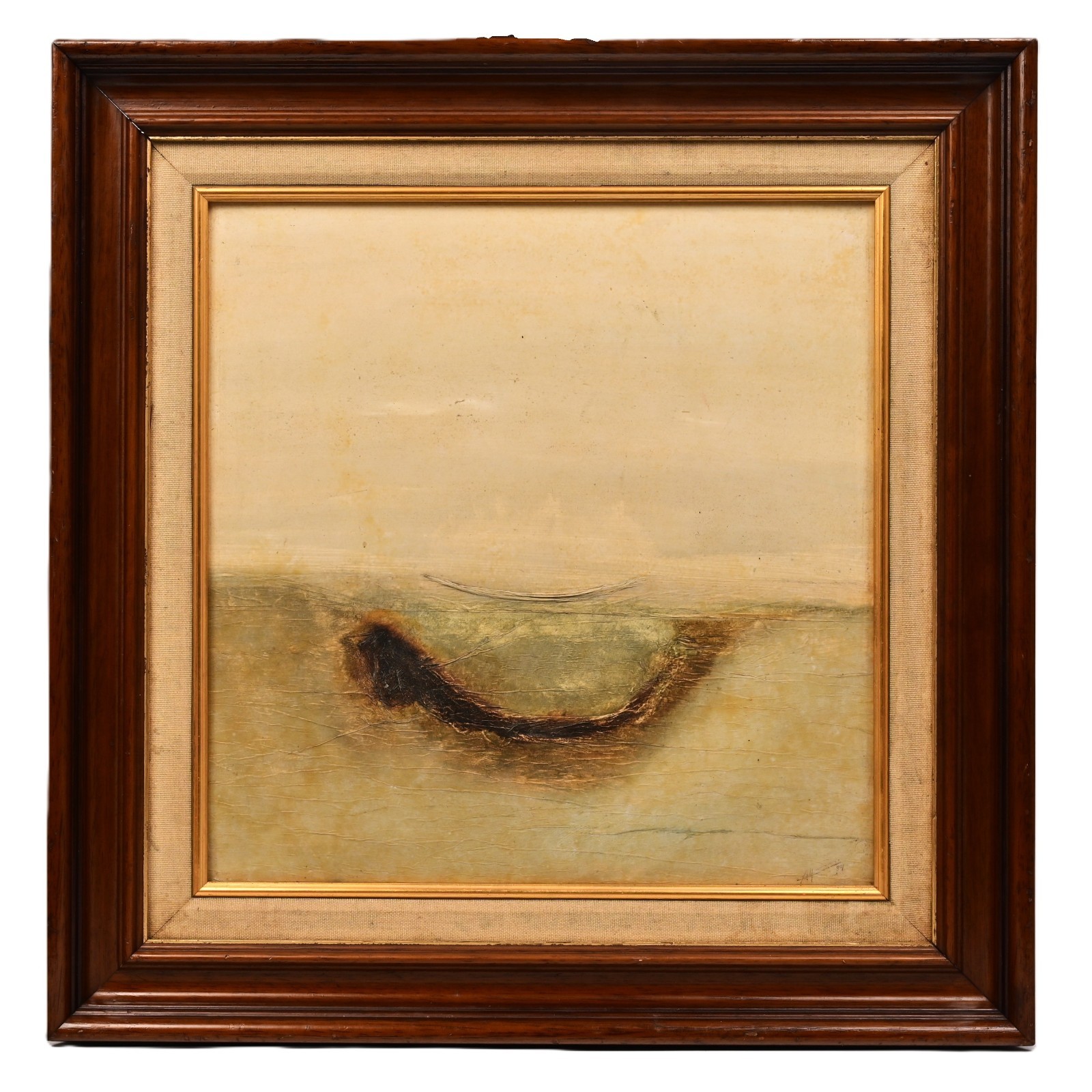 MAQBOOL FIDA HUSAIN Original Vintage Signed Abstract Landscape Collage Painting