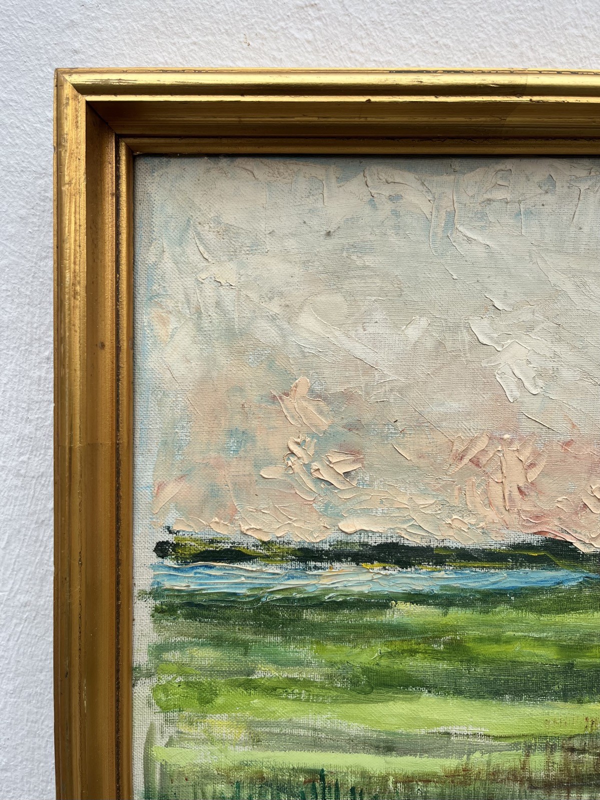 Impressionist Summer Landscape Fields Lake Trees Sky Oil Painting Denmark