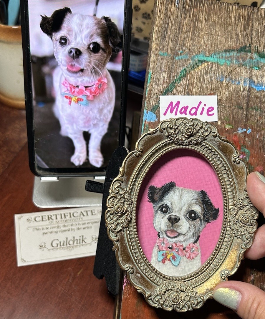 Custom Original Pet Portrait Cat Dog in 3”x 4″ Memorial Painting Process Videos