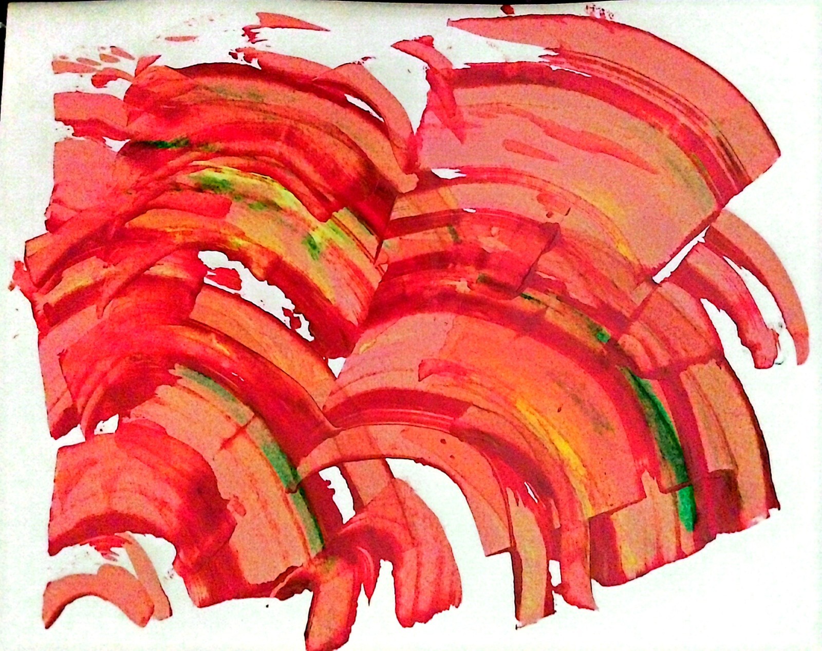 Orange Curves Contemporary Abstract Original Paper Wall Art Acrylic 11×14 BACH
