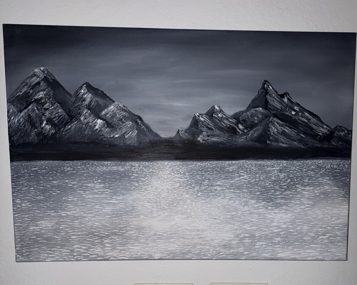 Original Oil canvas painting “That Night”. 24in x 36in. Thin Frame. Unframed.