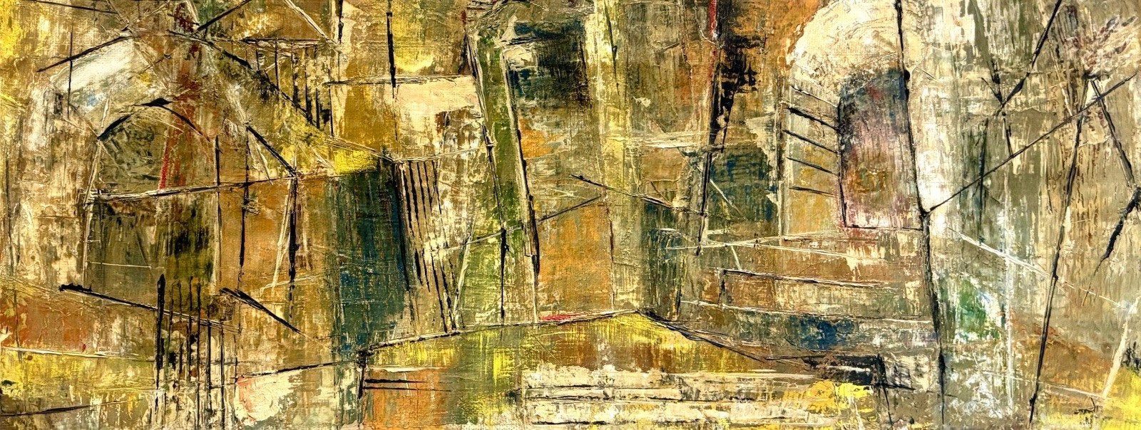 Beautiful Abstract Expressionist Oil Painting Signed Wight And Dated 1956
