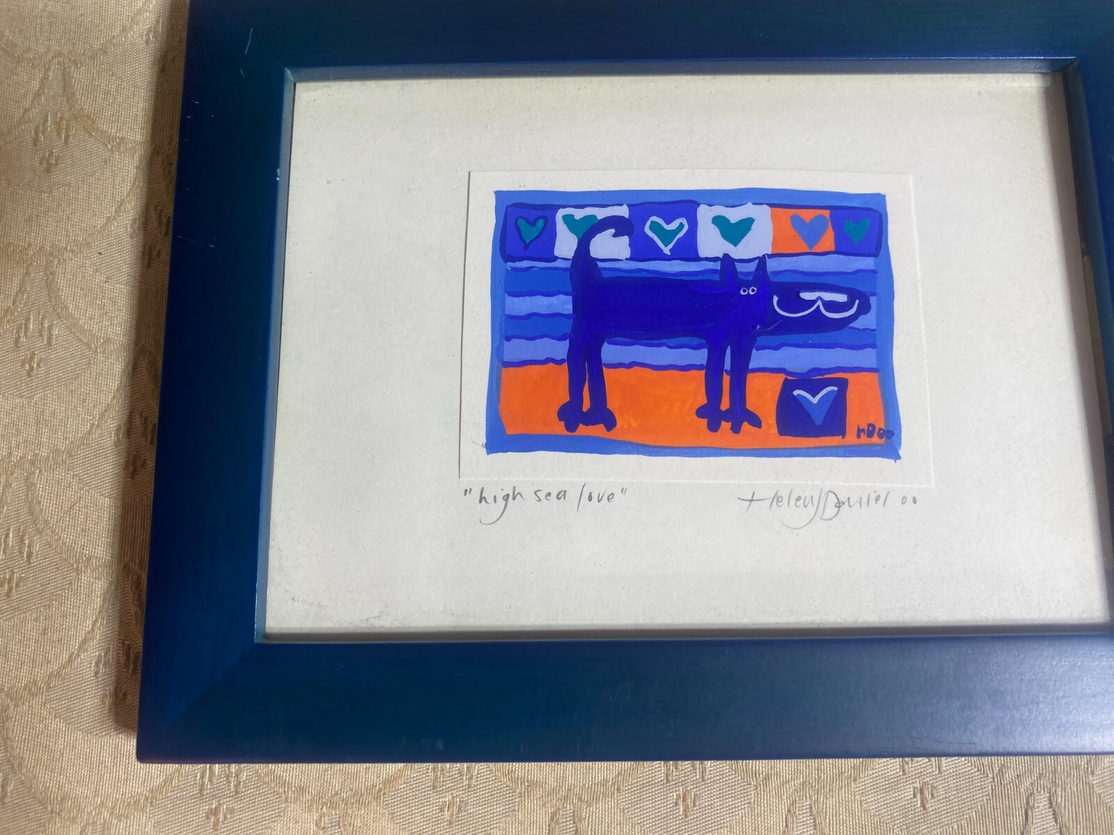 Small Hayley Daniel «High Sea Love» Mixed Media Painting – Signed And Framed