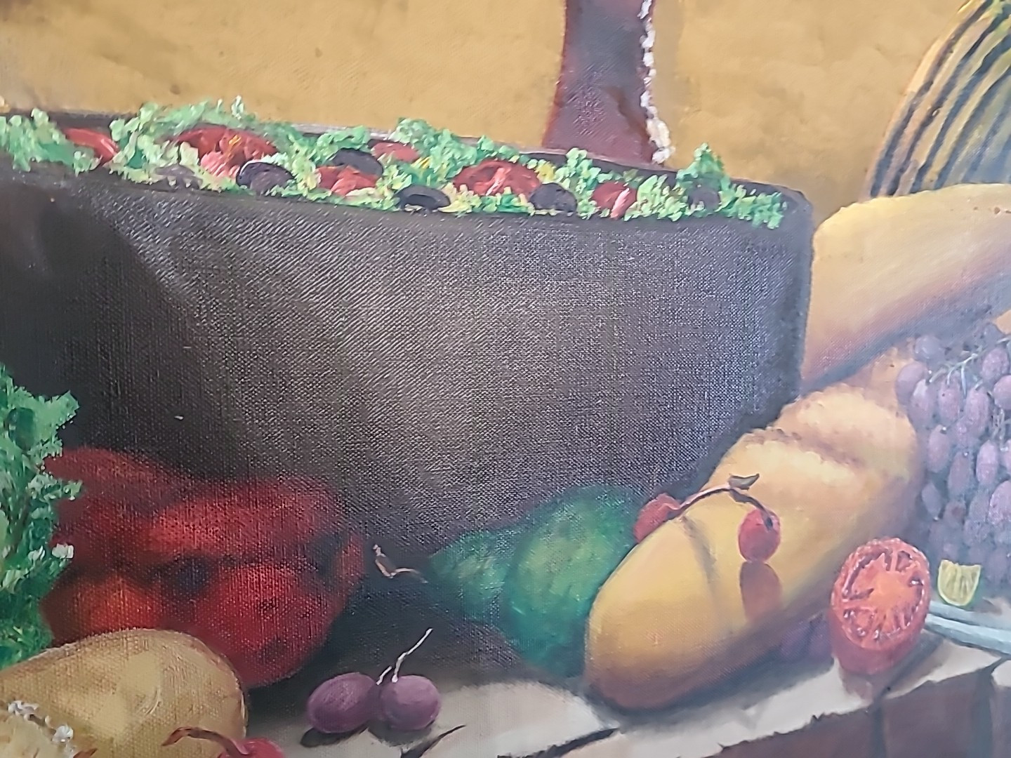 Vintage New York Prison Art 1971 Still Life Supper Charles Hoppe Painting Large