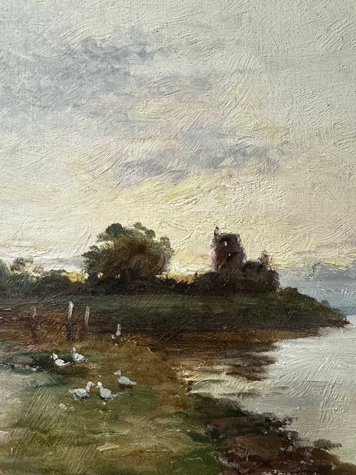 Scottish School (Late 19Th Cen-ry) : Sunset With Figures , Oil On Canvas ,Signed