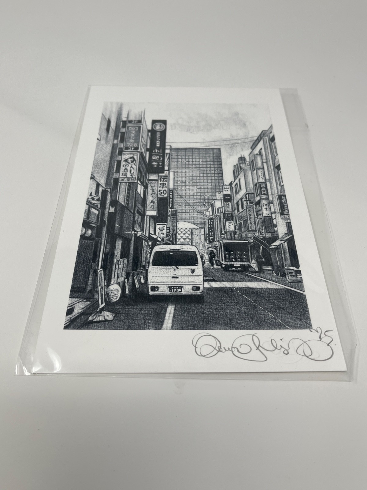 Tokyo Street Scene Original Art – Devon Rodriguez Graphite & Acrylic