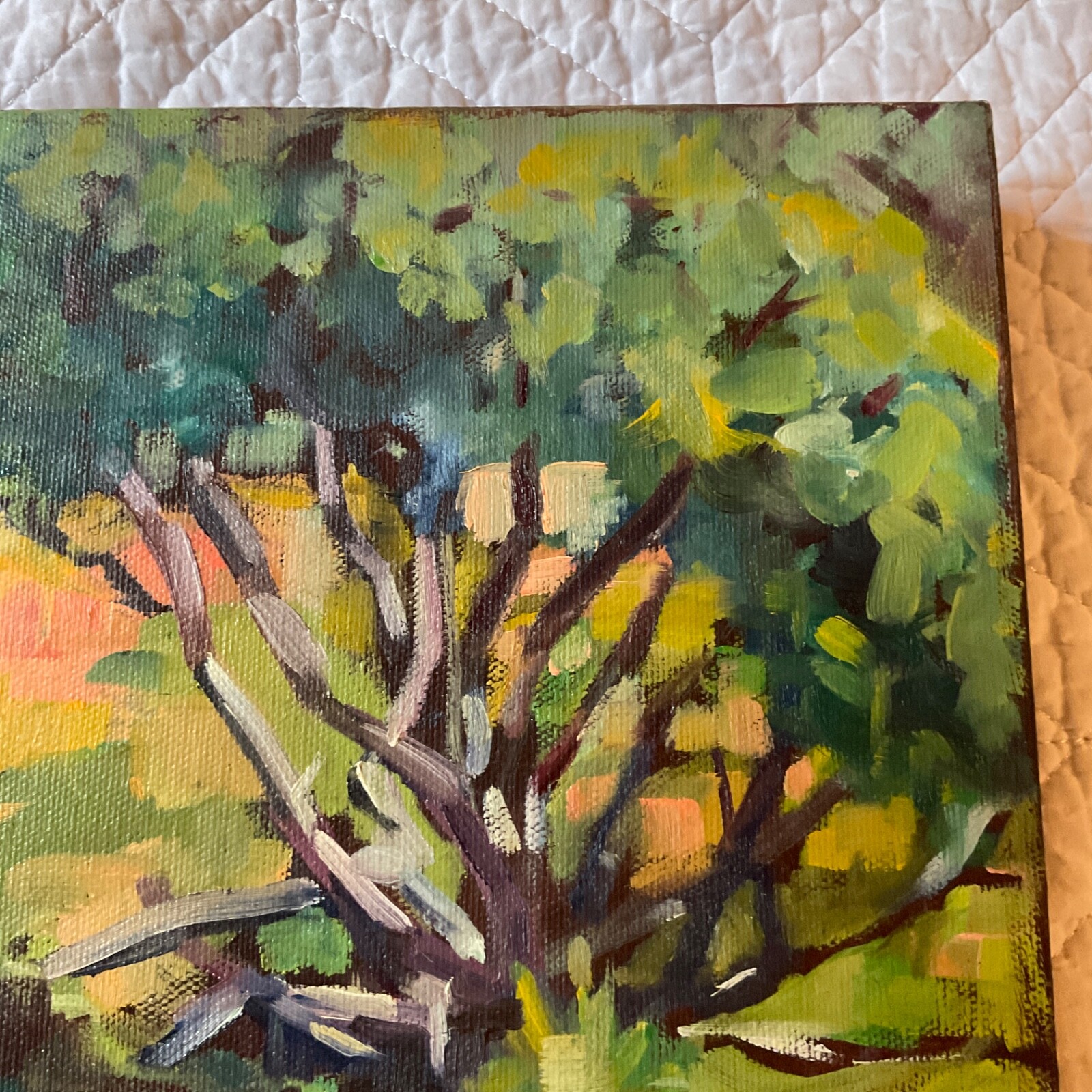 Impressionist landscape original acrylic PAINTING trees signed wall art modern