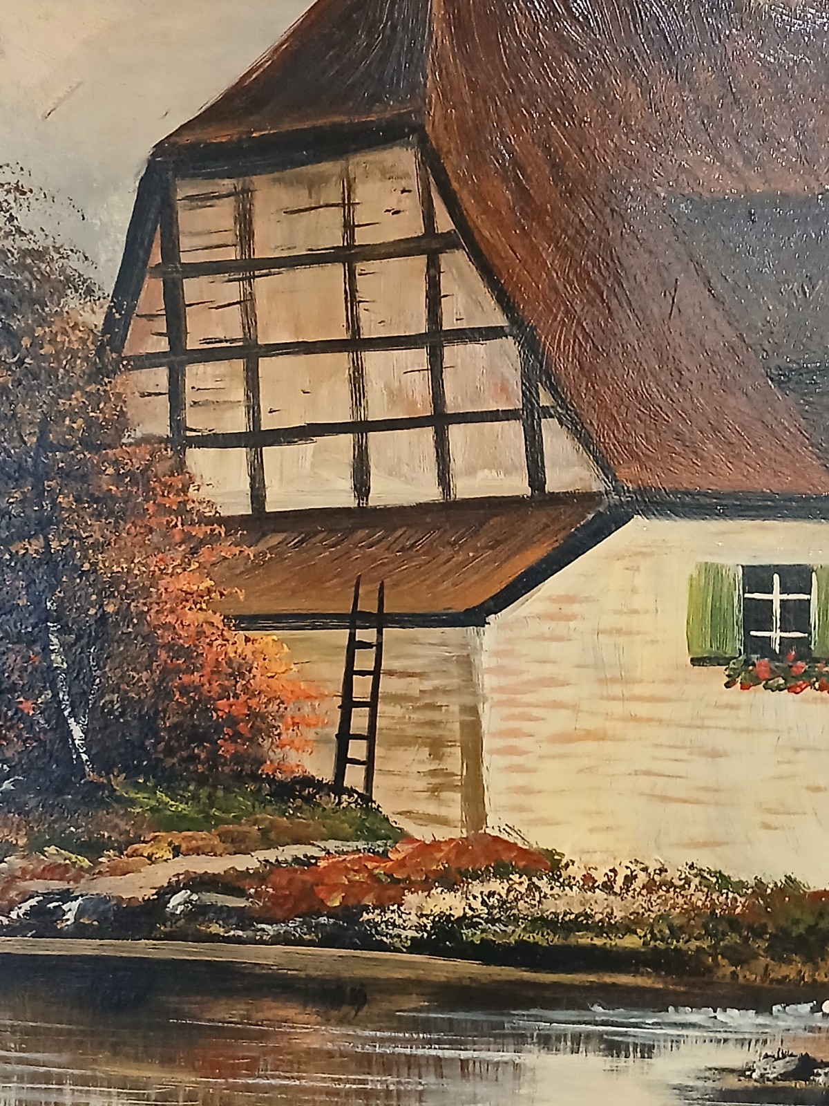 Vintage R. Schneider Signed Original Oil Painting With Wooden Frame 24.5″ X 29″