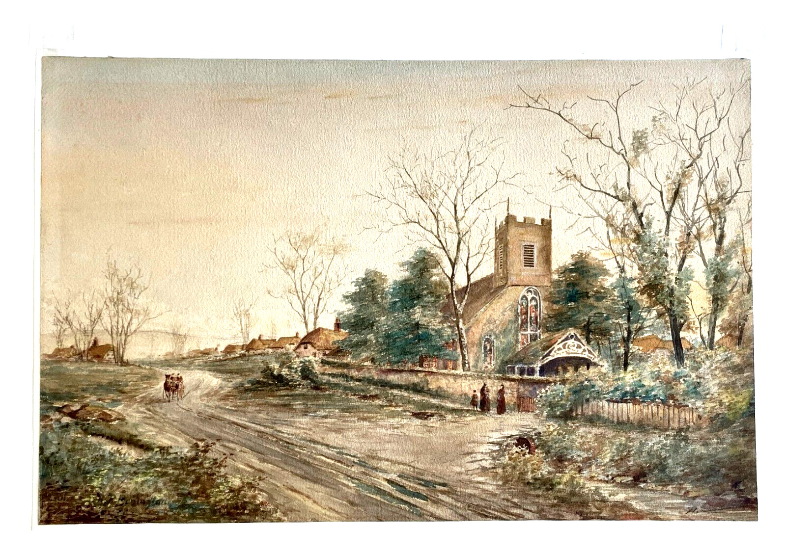 RP BONINGTON Signed Original Early 19th C Watercolor Gouache St Peter’s Church
