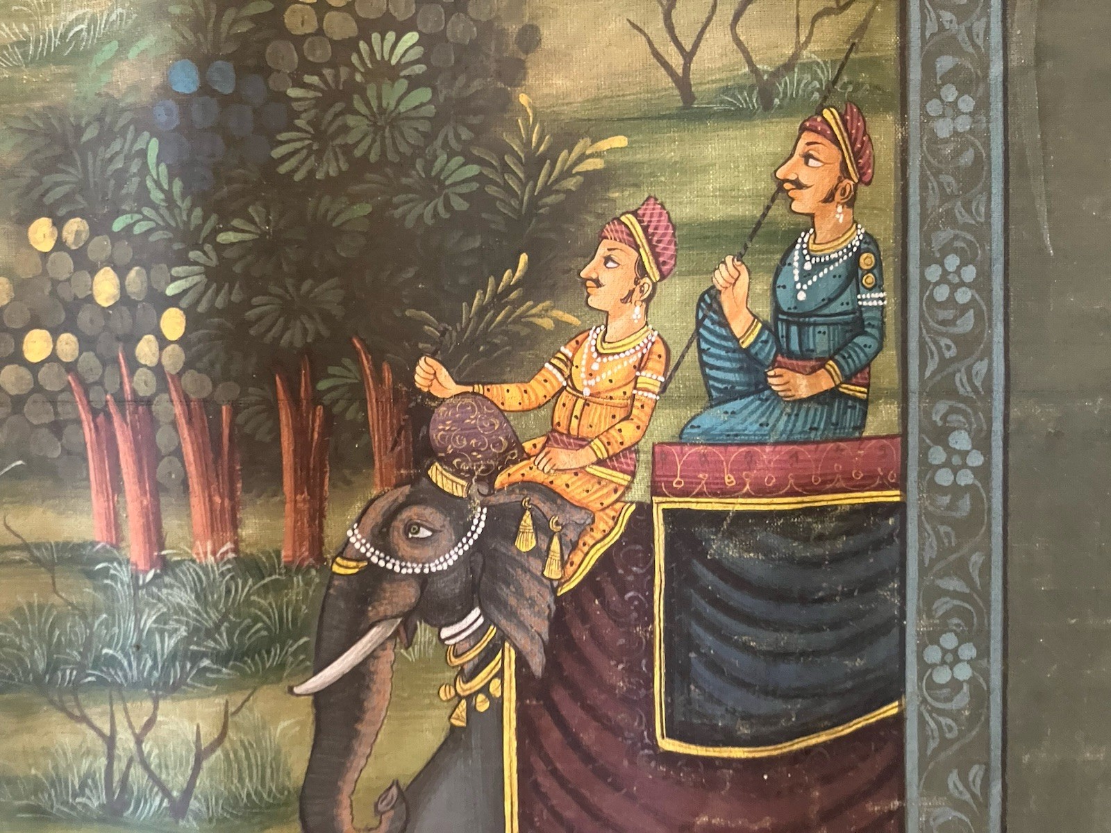 Rajasthani mughal painting on silk like material. Rare!!