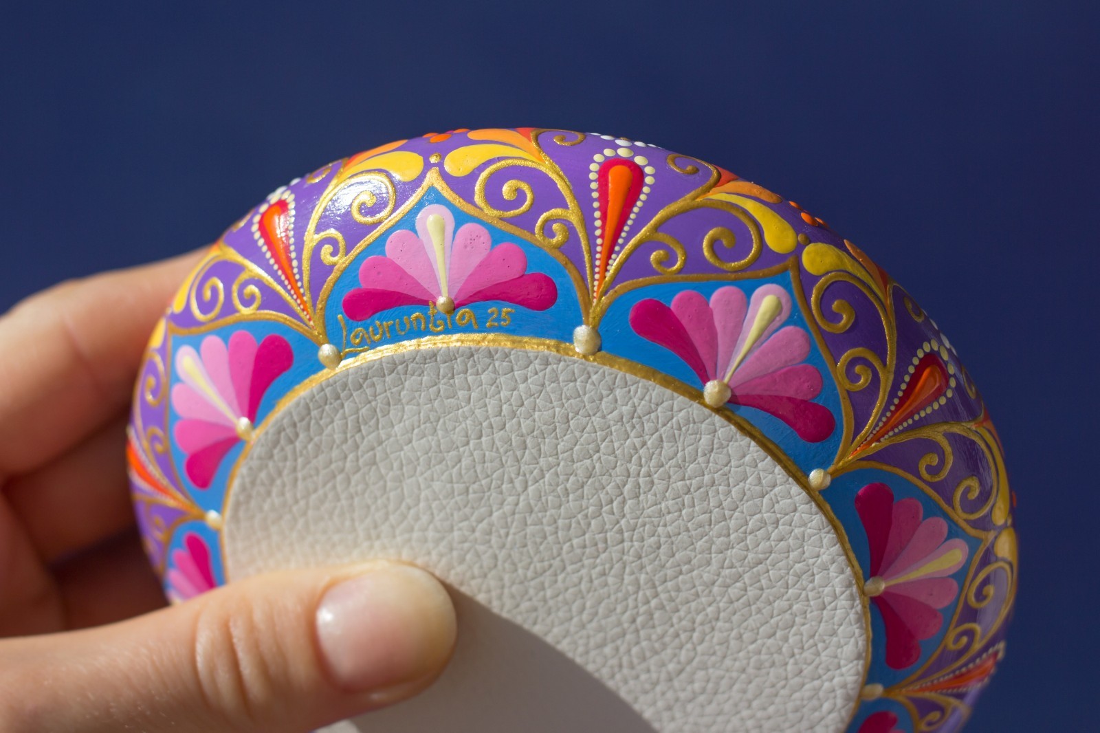Mandala Painted Stone Acrylic Rock Paperweight Dot Art Painting by Lauruntra