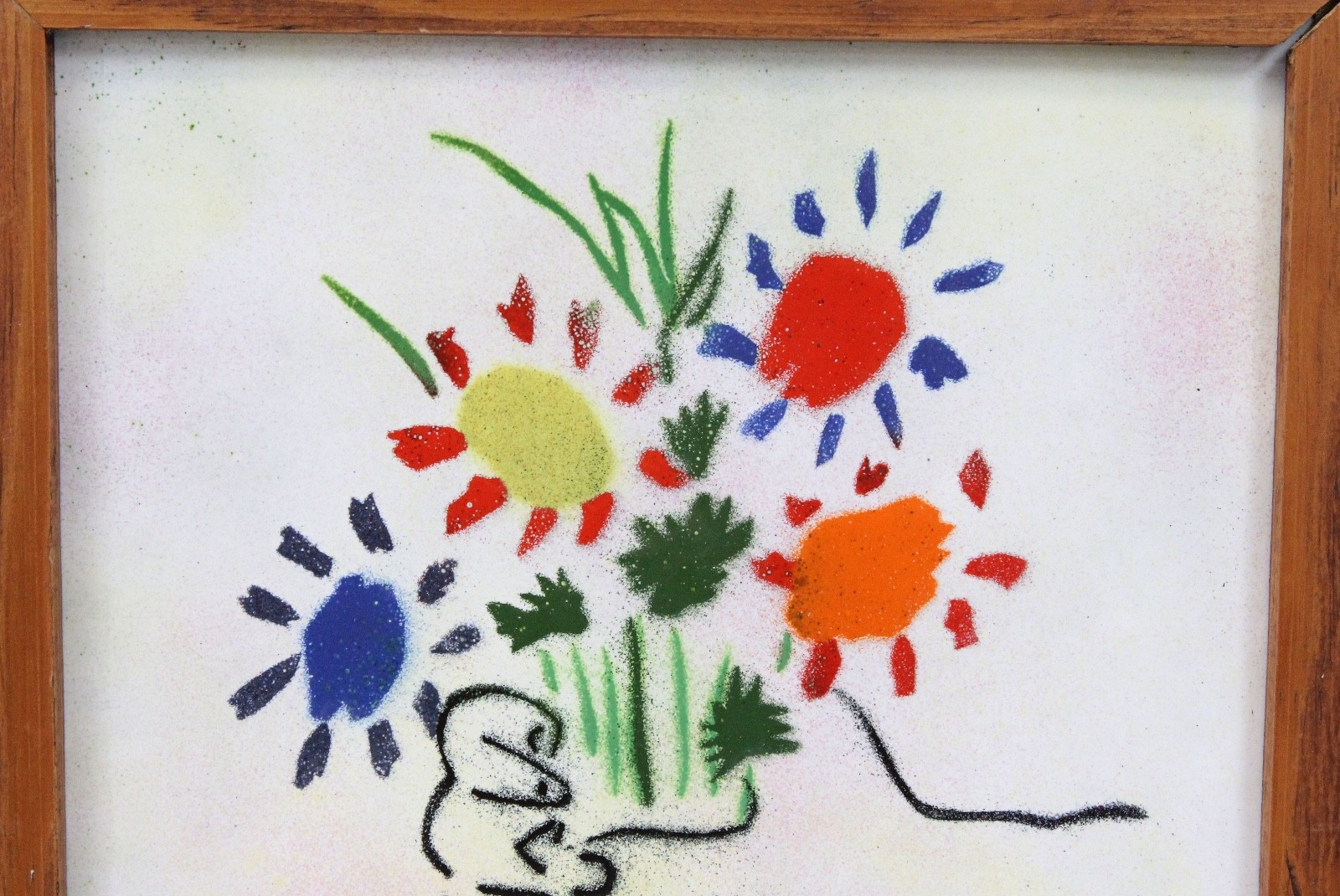 Pablo Picasso Bouquet of Peace Enamel on Copper Framed Art Max Karp Flowers