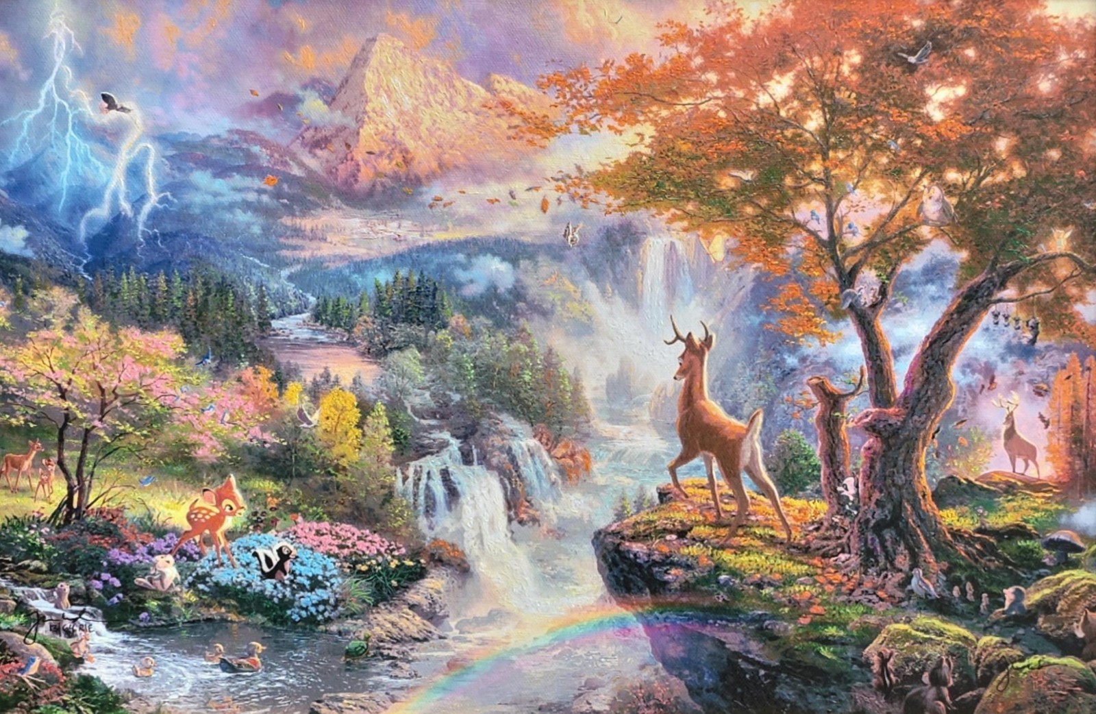 Thomas Kinkade Bambi’s First Year 12×18 COA 13/64 R/E Oil on Vanvas