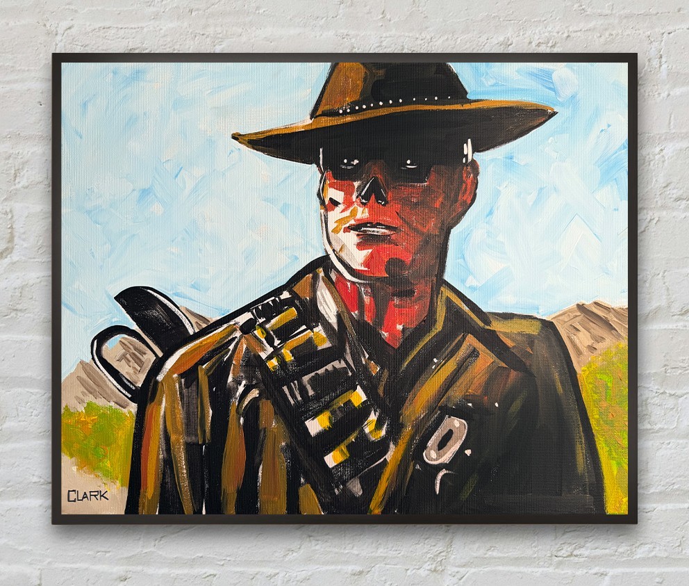 Unique «The Ghoul» Fallout Expressionism Acrylic Painting – 16×20″ Canvas