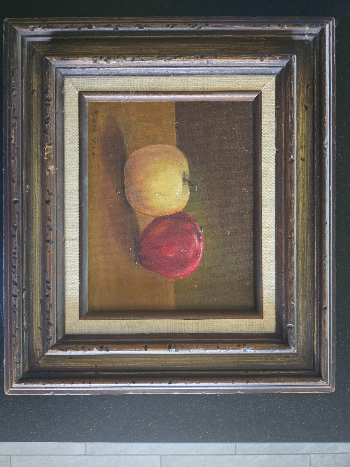 Vintage 1960’s Framed Hand Painted Still Life, Fruit, Signed Aileen Trine