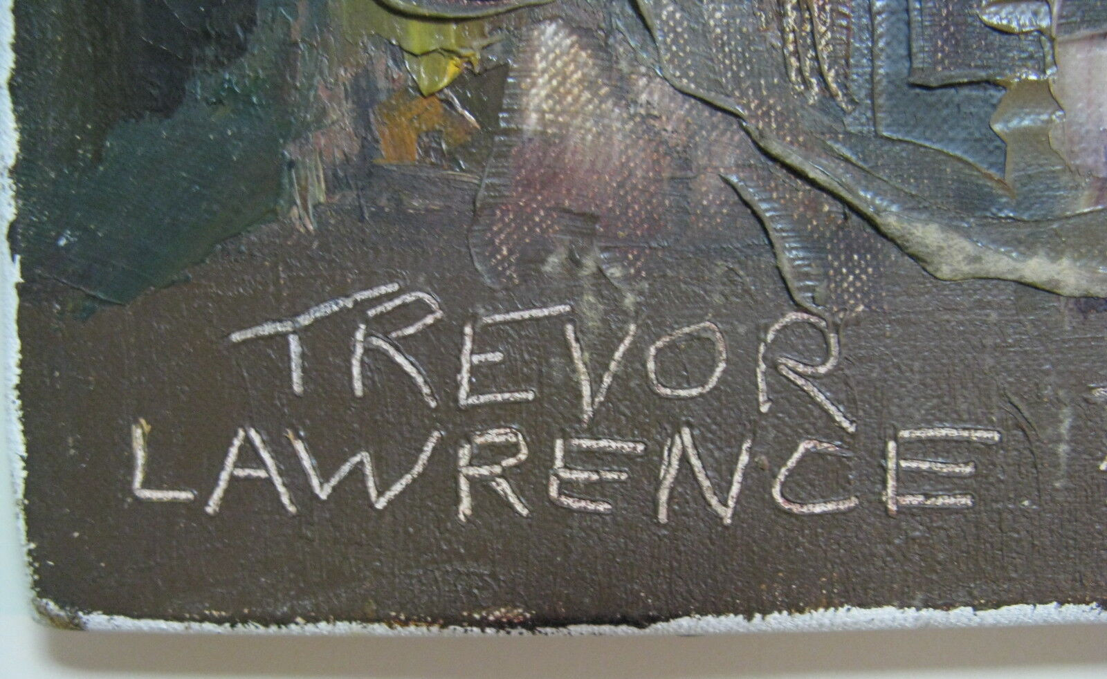 Trevor Lawrence 1971 Signed CityScape Abstract Oil Palette Knife Style Painting