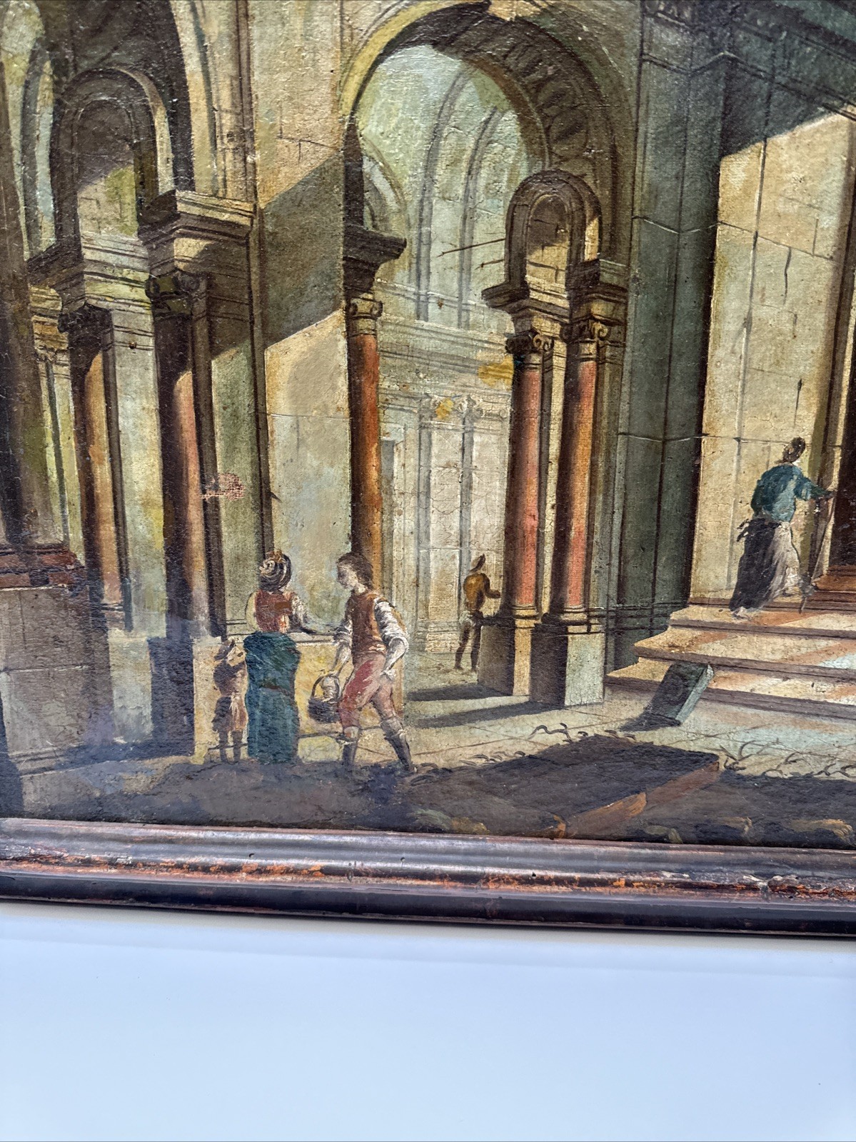 ANTIQUE OLD MASTER PAINTING 17TH TO 18TH CENTURY MYSTERY ARCHITECTURE LANDSCAPE