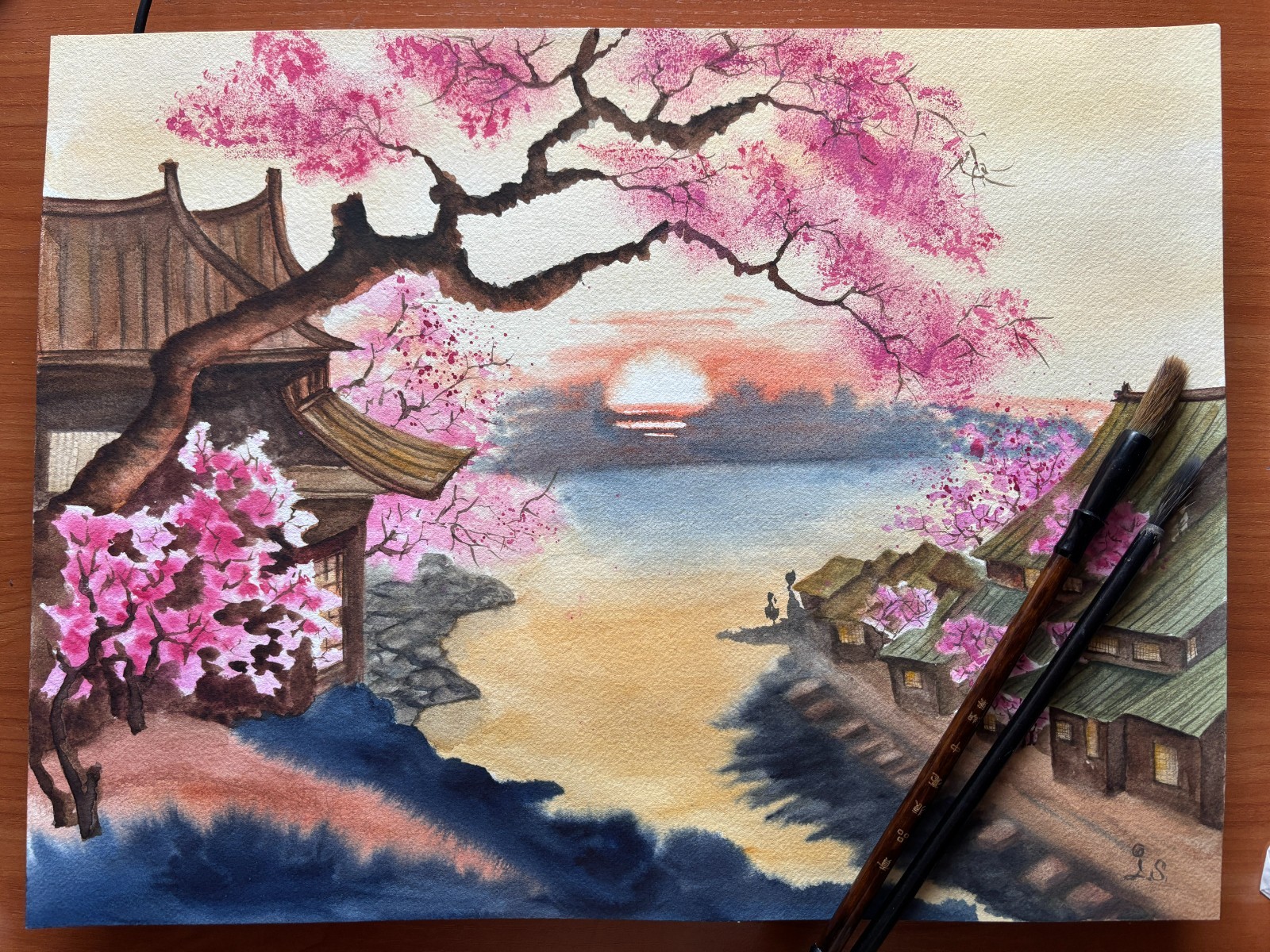 Chinese Original Watercolor Paintin Landscape Art Home Decor 12*16 Oriental Art