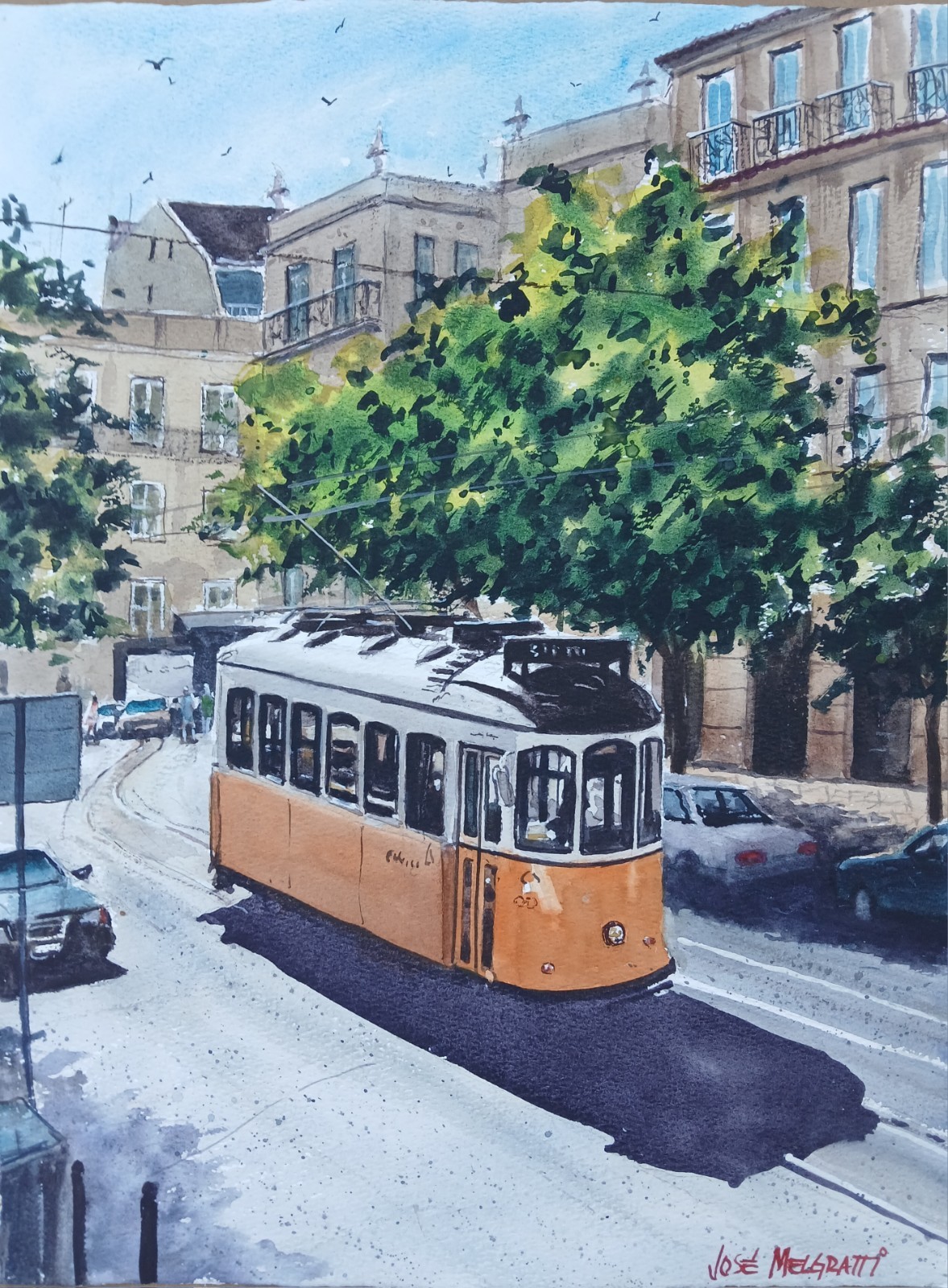 Watercolor Original Painting Lisbon, Portugal 12″ x 16″ NOT A PRINT