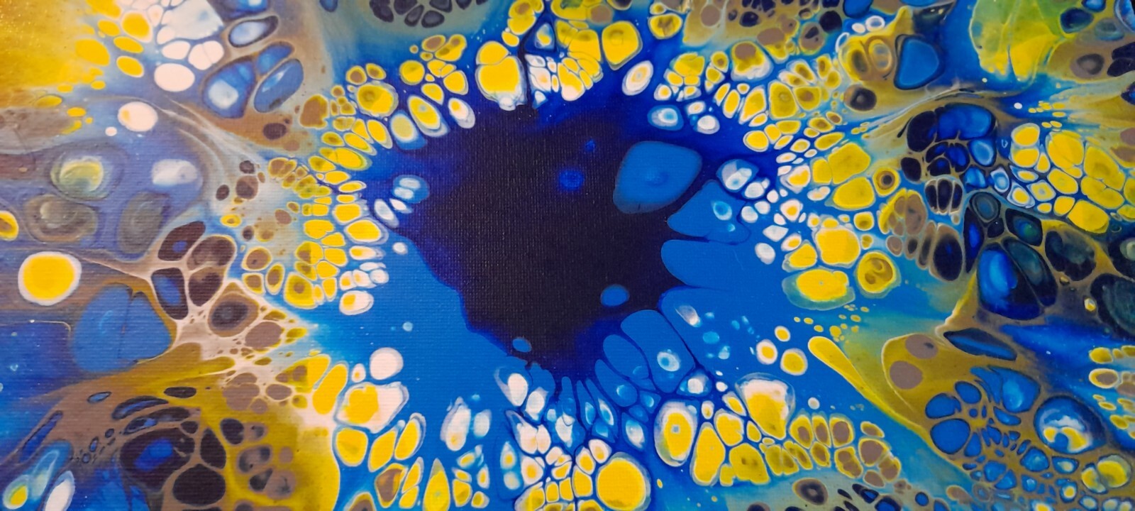 11″x 14″inch Blue/yellow and white/fluid art/ blowout w/silicone for sells