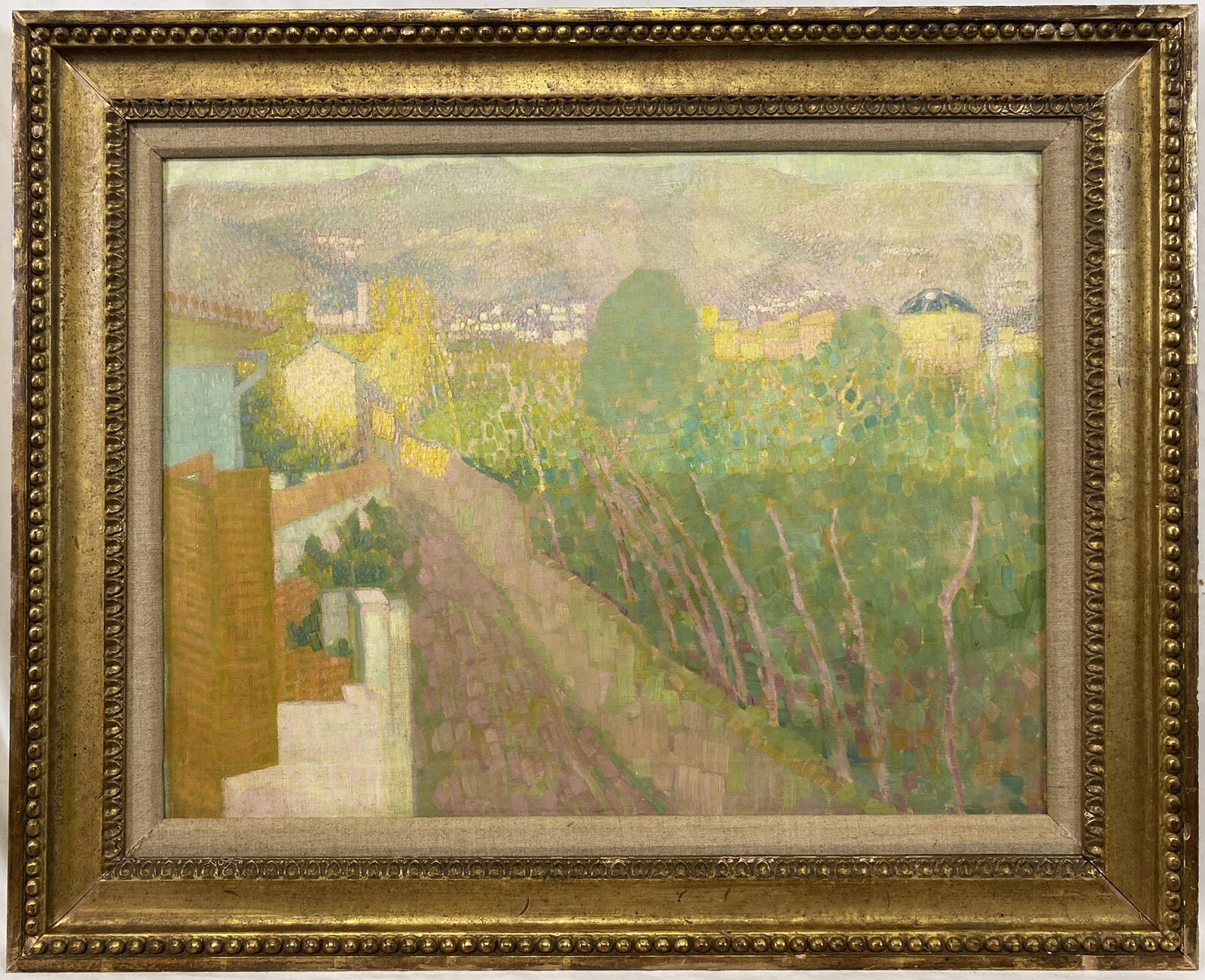 EXCEPTIONAL c. 1910 Carl Schmitz-Pleis Neo-Impressionist Florence Landscape Oil