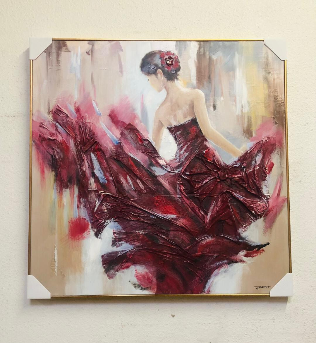Large Wall Art Original 3-D Painting on Canvas (Sanguine Sway) 40x40x2 Huge