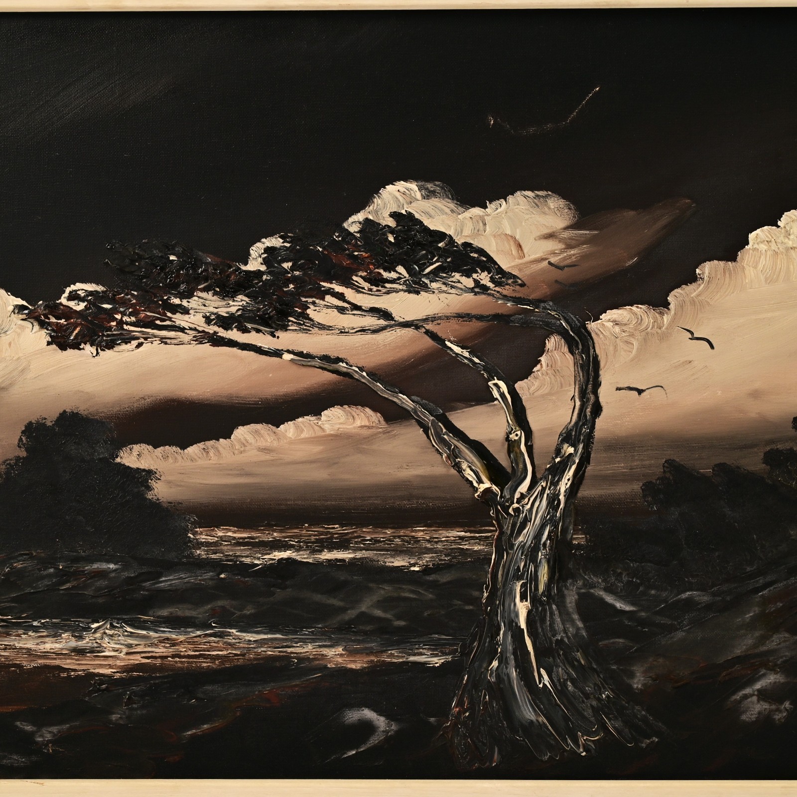 HOMER COSTELLO Original Vintage Signed WPA Night Seascape Ocean Shore Painting