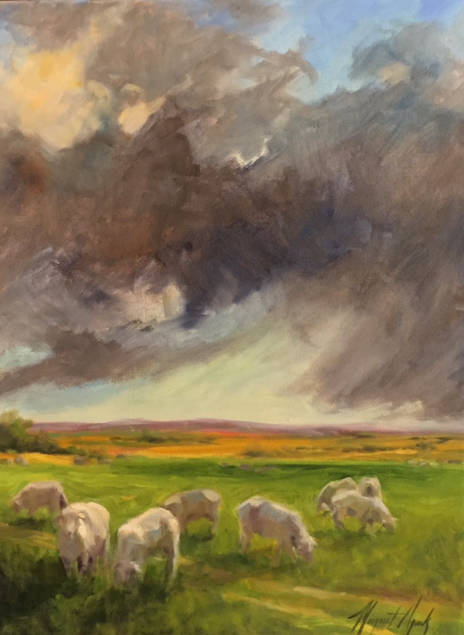 Billowing Clouds Over Spring Creek Oklahoma oil painting Margaret Aycock Orig