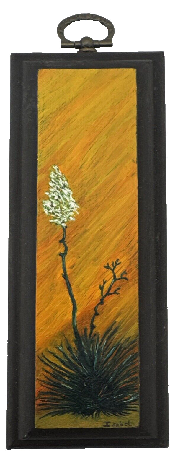 Yucca Plant Flowering Stalk Painting on Wood block by Isabel 2.25 x 6.25 in