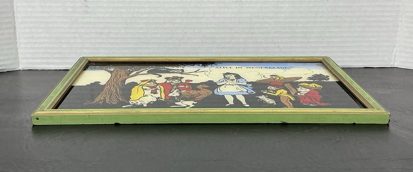 1930’S Reliance Reverse Painting Glass Alice in Wonderland Nursery Rhymes #420